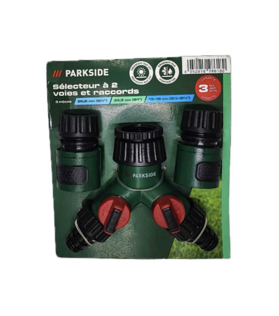 Selettore a 2 vie con set di raccordi Parkside
