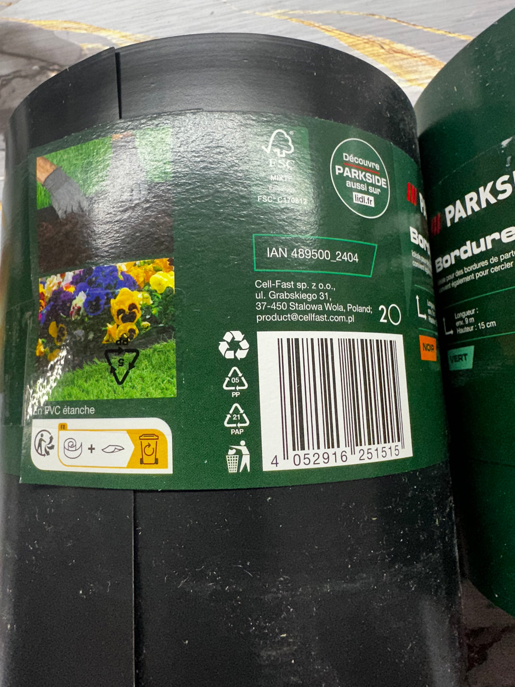 Bordura da giardino liscia, nera