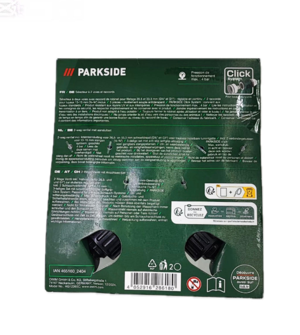 Selettore a 2 vie con set di raccordi Parkside